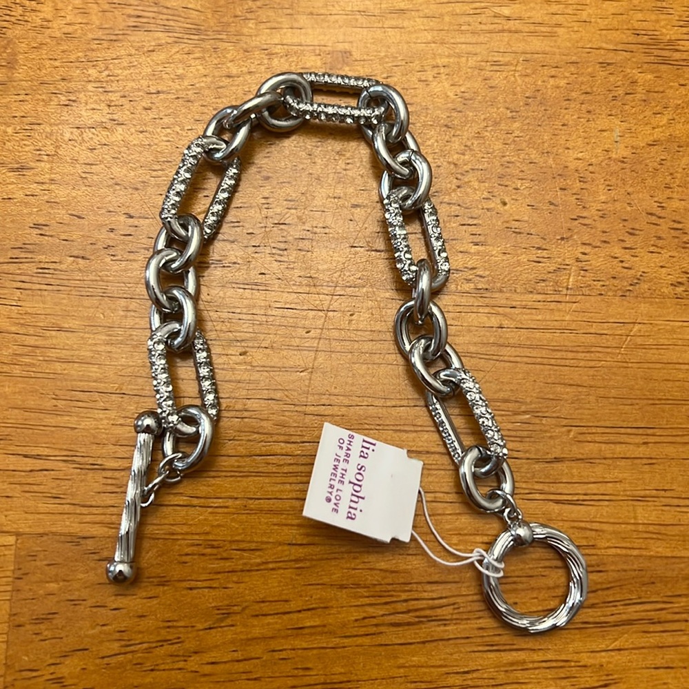 Lia Sophia Silver Faux Diamond Statement Bracelet